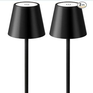 2 Pack Cordless Table Lamp Black